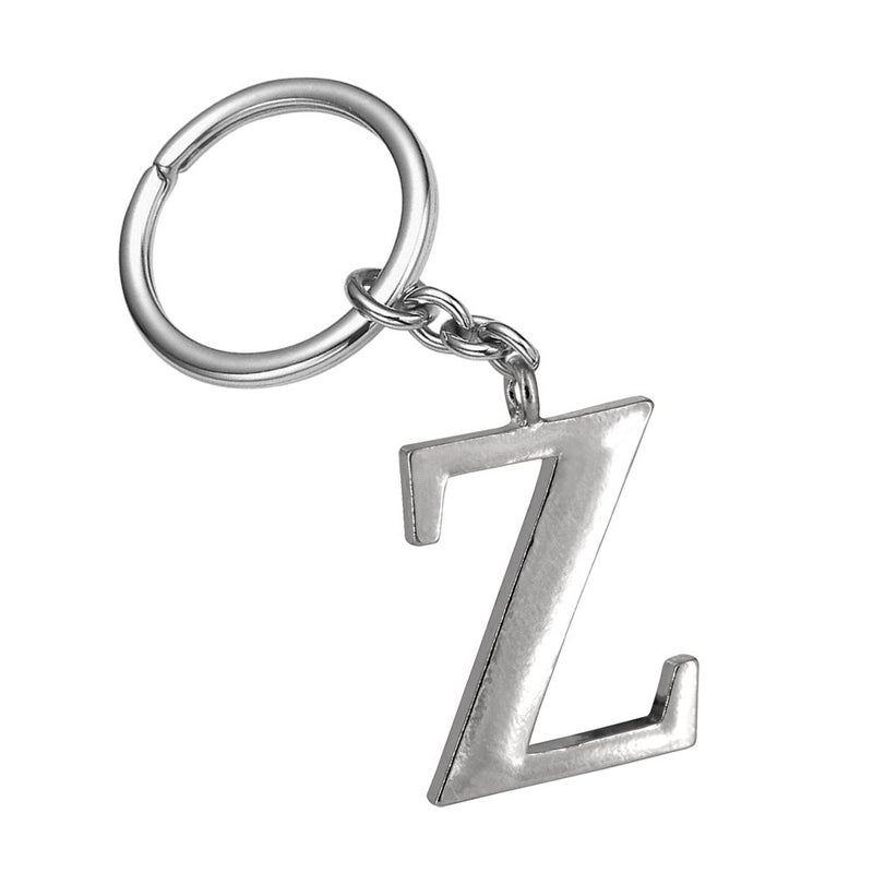 Monnel Z546_B Adorable Alphabet Initial Letter Z Keychain Key Ring (Silver) - Image 1